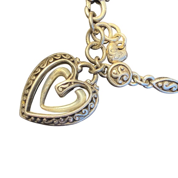 Brighton Heart Charm Bracelet Silver Scrollwork Bohemian Romantic Filigree - Picture 2 of 10